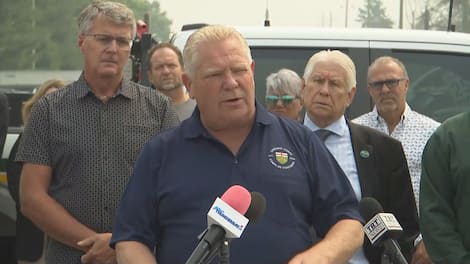 Ontario Premier Doug Ford speaks during a press briefing on Saturday.