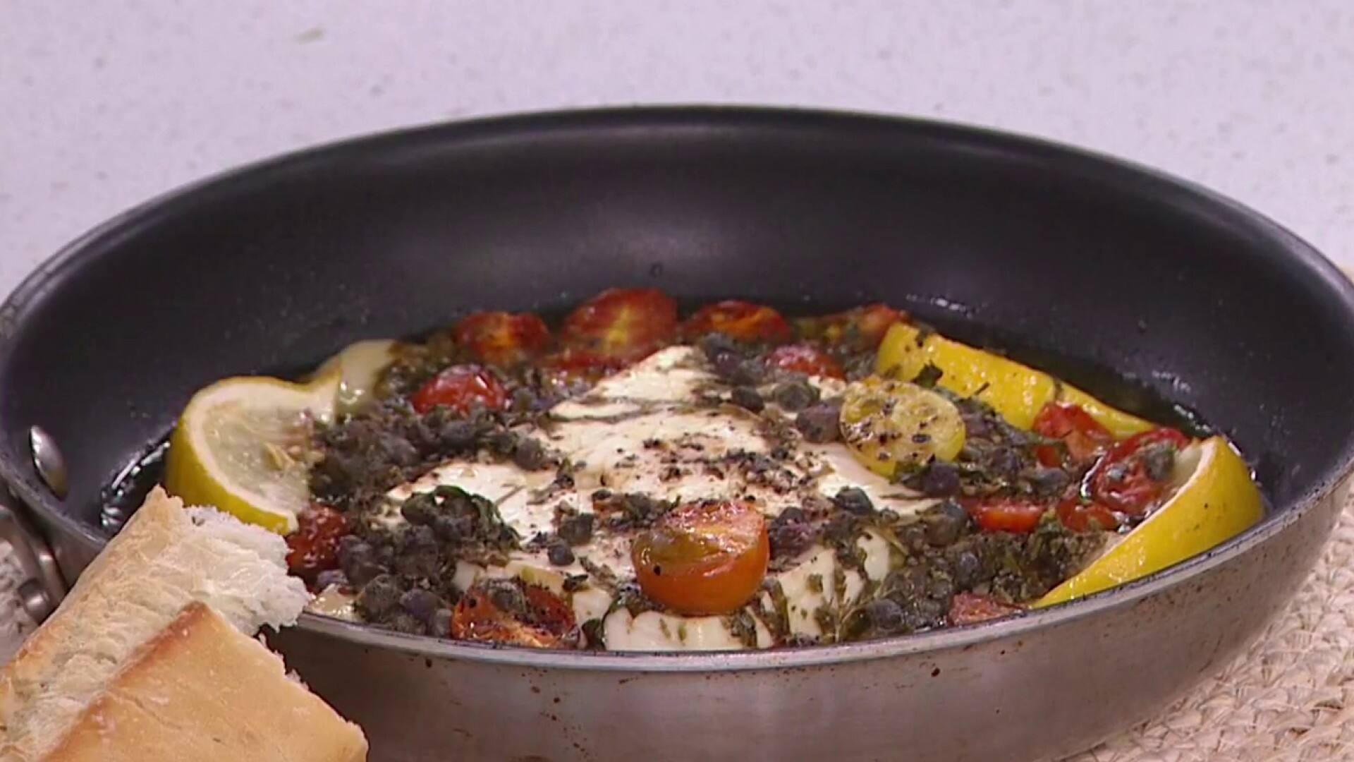 Pavé de féta fondante, tombée de tomates confites