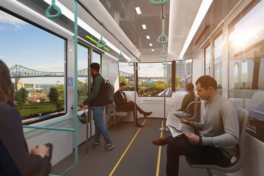 Aperçu du projet de prolongement du Réseau express métropolitain aux abords du pont Jacques-Cartier vers l'est de Montréal.