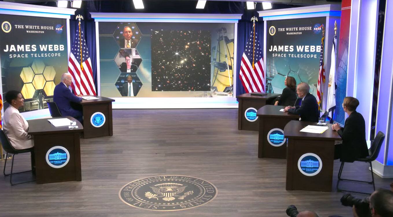 Biden d&eacute;voile la premi&egrave;re image du t&eacute;lescope spatial James Webb