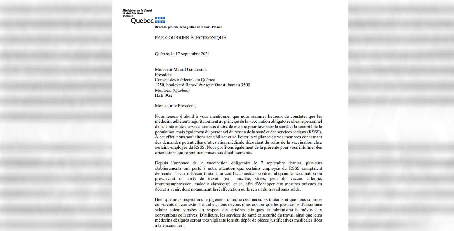 Vaccination Pour Les Employes De La Sante Un Billet Medical Pour Dejouer L Obligation Qub