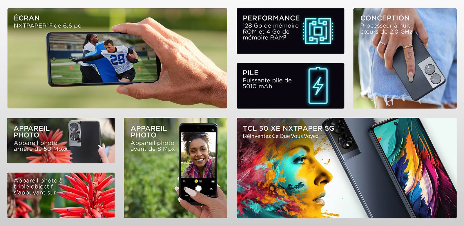 Two admirable qualities of the TCL 50 XE NXTPAPER 5G, its screen and its price