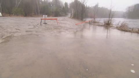 The River Owaro leaving its bed at Rawdon.