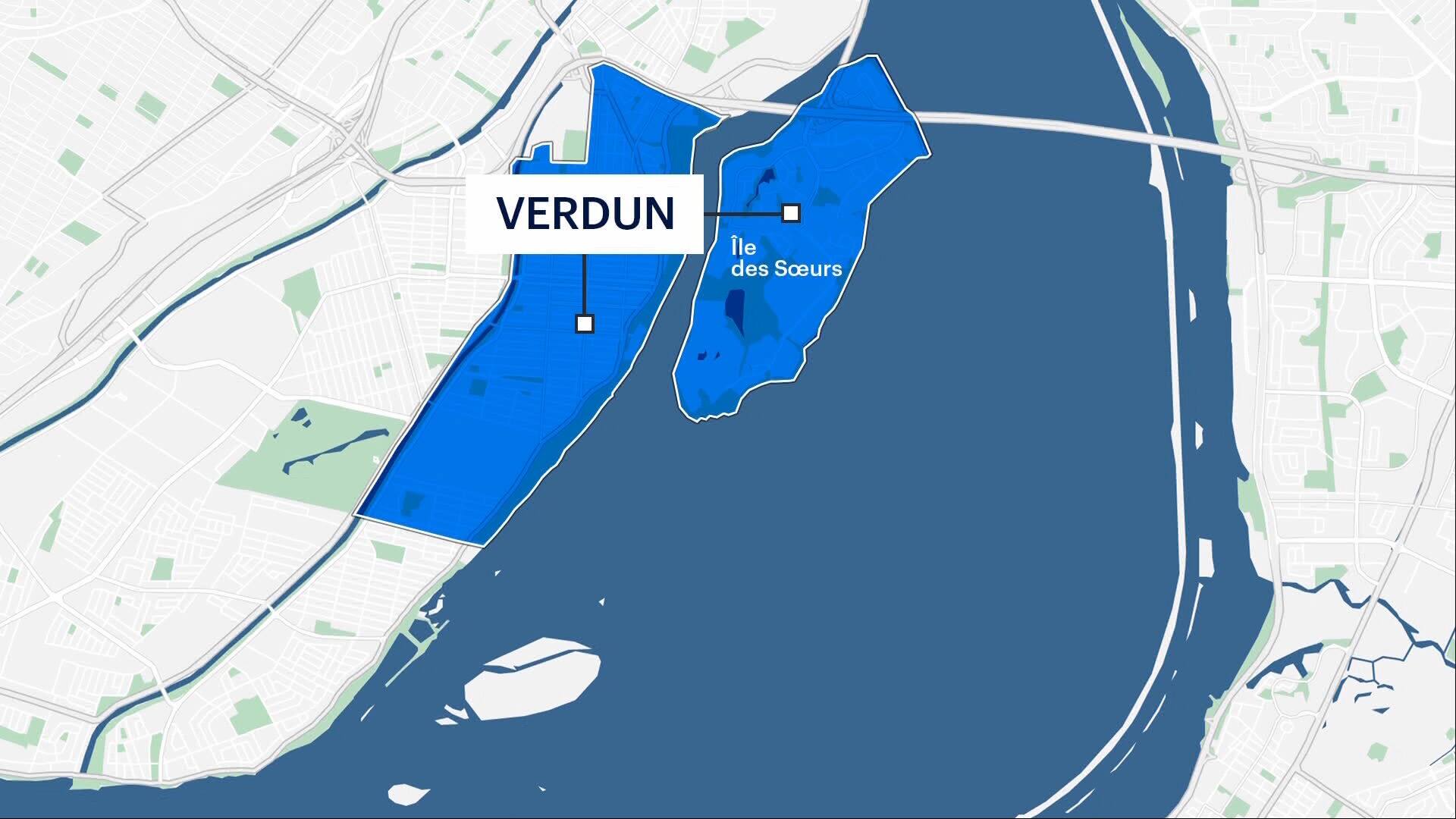 Carte de la circonscription de Verdun, à Montréal.