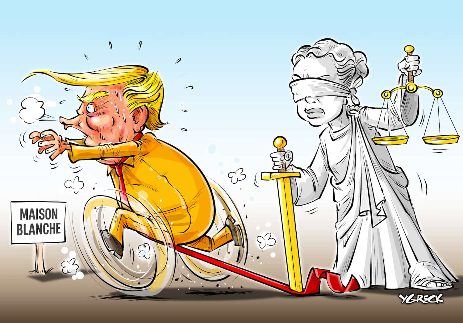La caricature d'Ygreck en vidéo: Donald Trump et la justice | JDQ