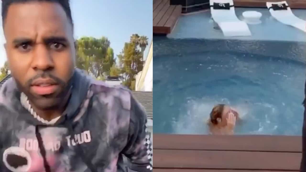 Jason Derulo pousse sa copine dans la piscine