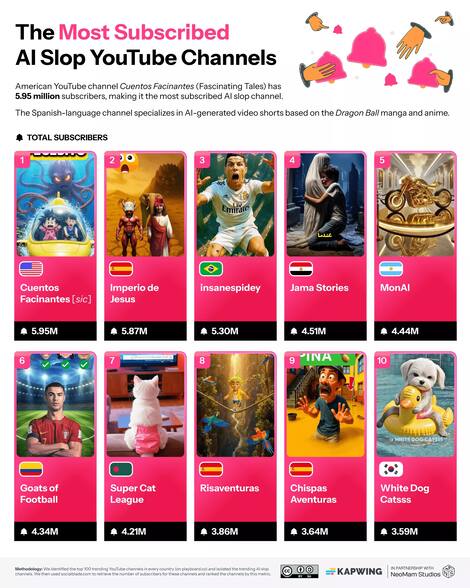 Most subscribers to degenerative content channels on YouTube