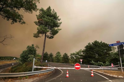 This photograph shows the closed A63 motorway near Cestas, south of Bordeaux, on July 26, 2026.