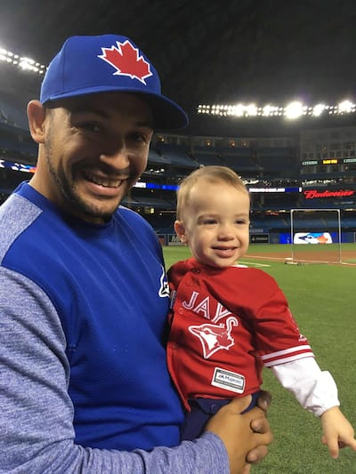 Josue Peli and his daughter Nyla, proud members of the Blue Jays, 2016.