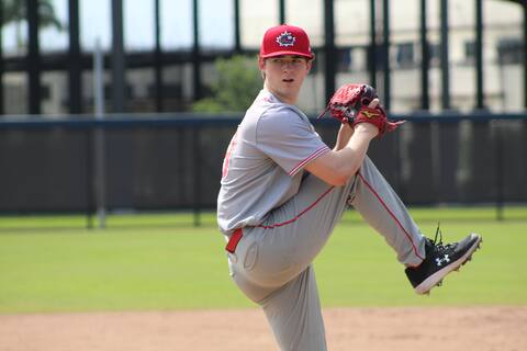 Jimmy Dion, in uniform with the Canadian junior baseball team in the spring of 2022.