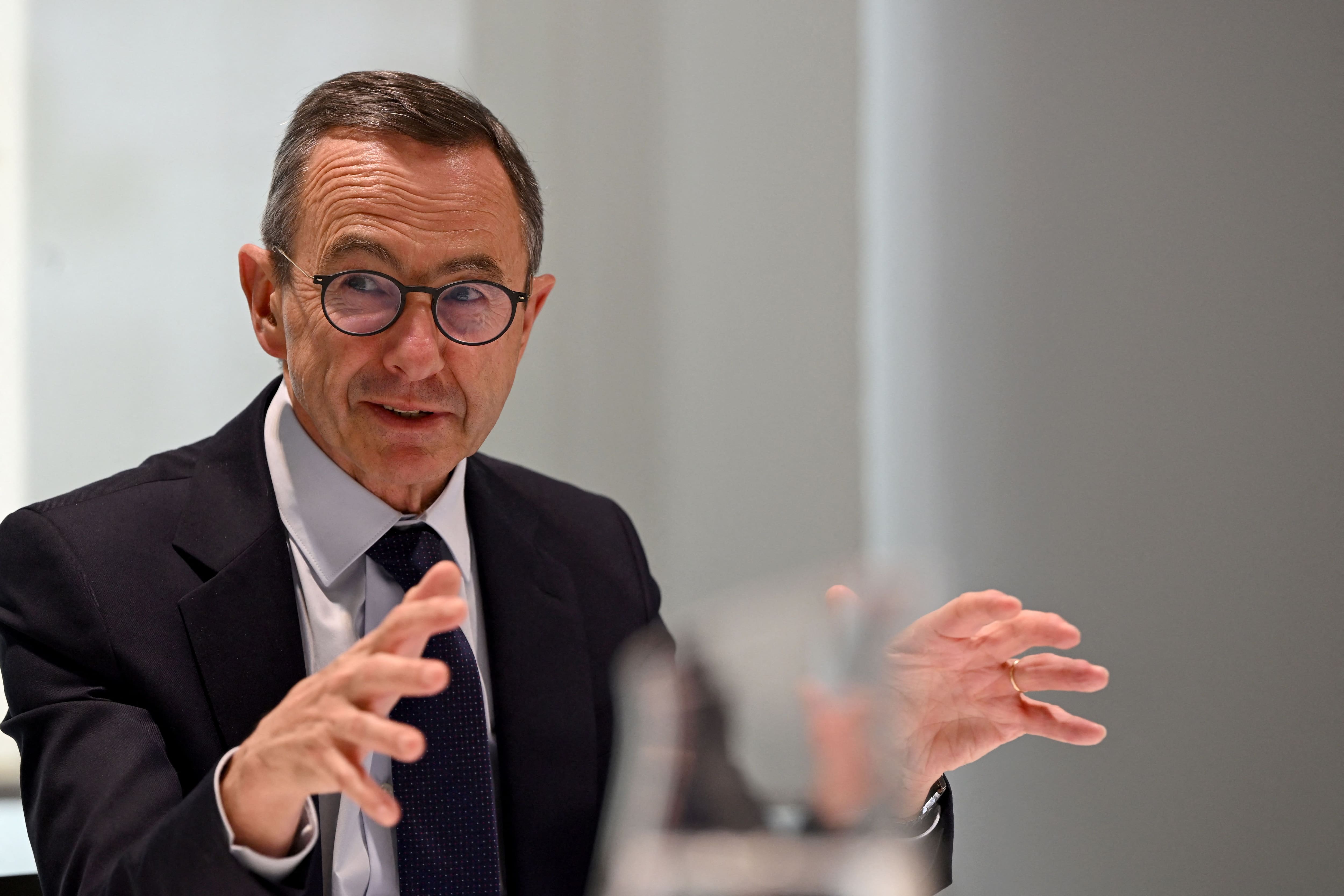 The president of the right-wing Les R&eacute;publicains (LR) party and candidate for the 2027 French presidential election, Bruno Retailleau, attends a meeting at the headquarters of the Spanish Popular Party in Madrid, June 22, 2026.