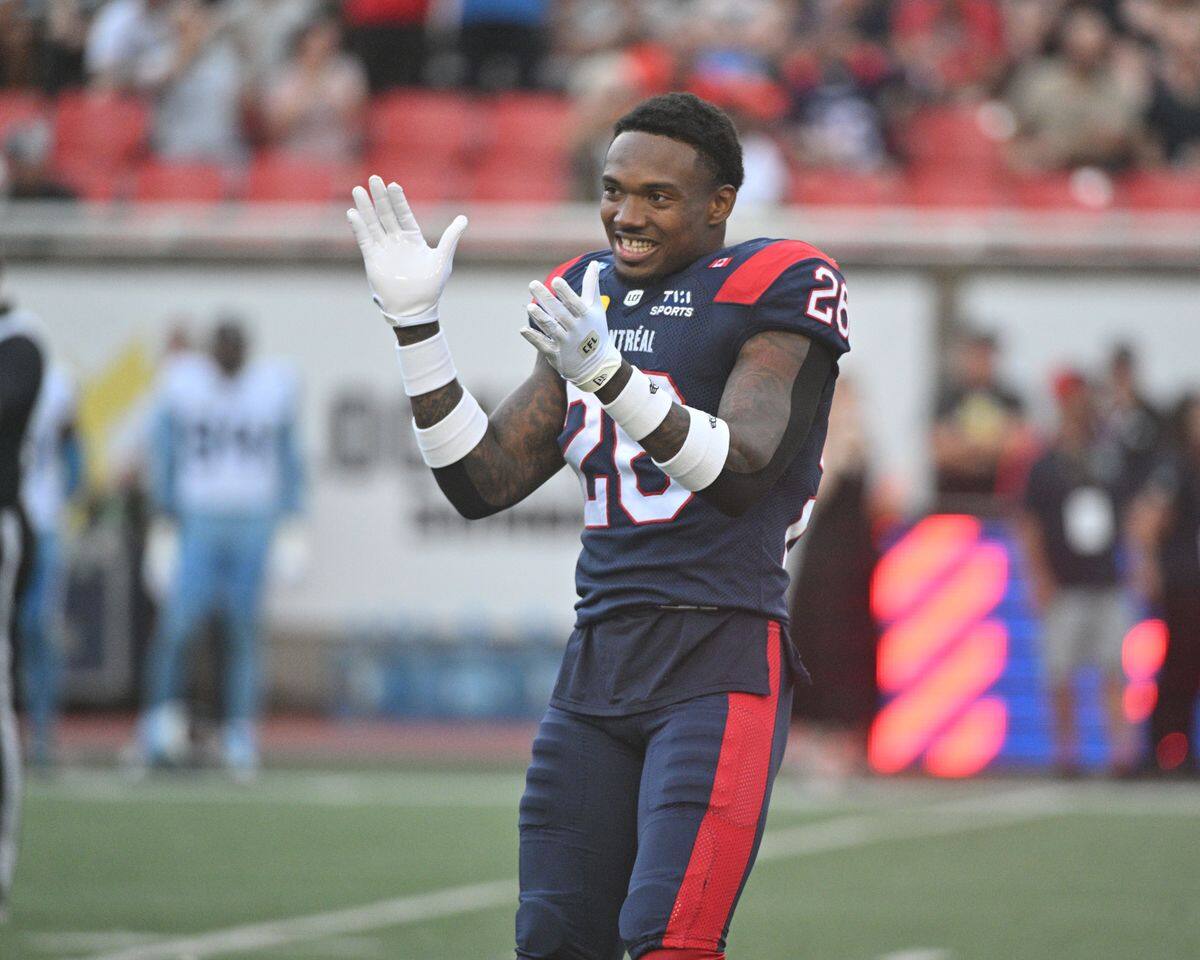 Tyrese Beverett was very happy during a game against the Toronto Argonauts in July.
