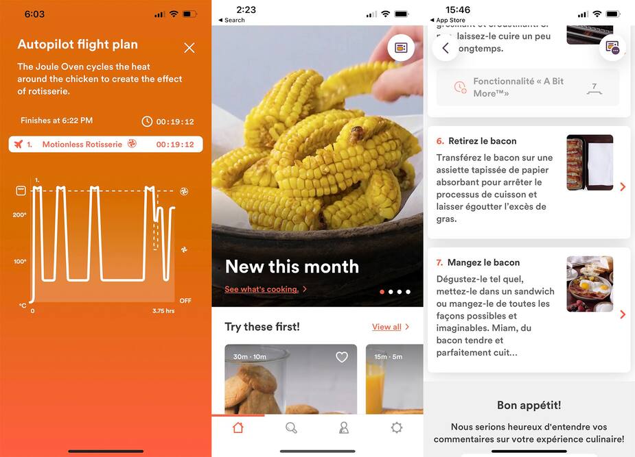 L’application mobile du four Joule est particulièrement réussie.