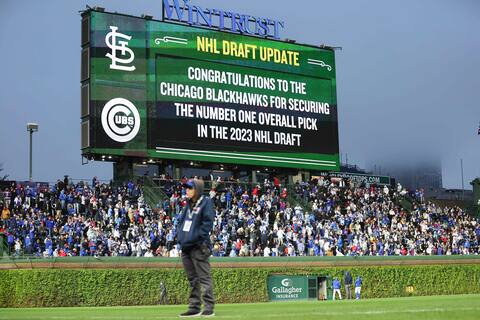 During Monday's game at Wrigley Field, the Cubs wanted to mark this historic moment for the Hawks.