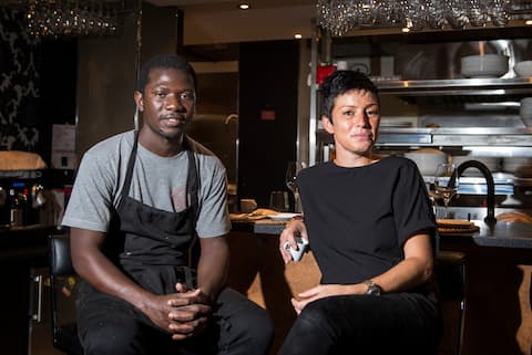 A last-minute cancellation forced Verre Pickle' restaurant co-owner Jerome Gilpin (right) and his cook Philip Gilpin to close the establishment without serving customers on Friday.