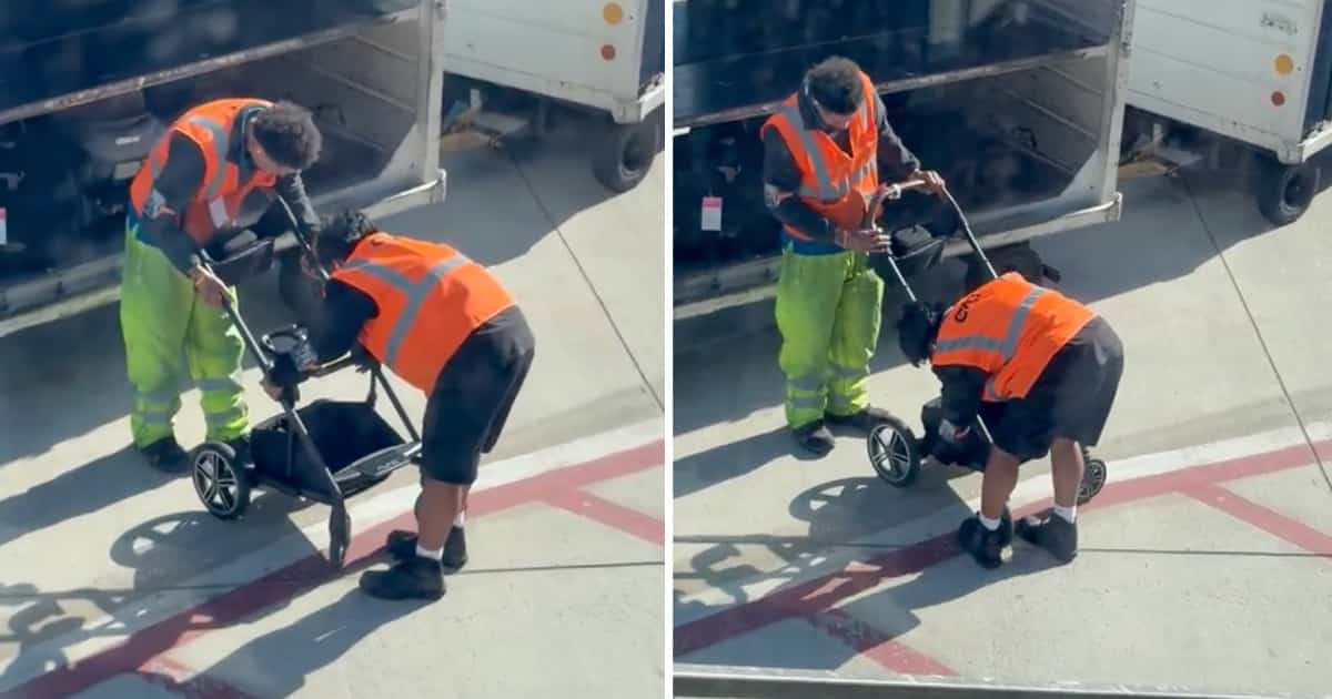 Image principale de l'article Deux bagagistes incapables de plier une poussette