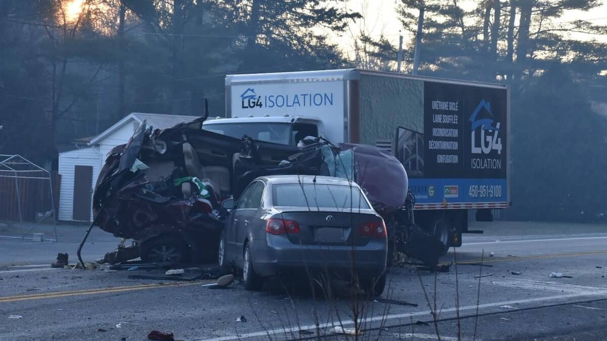 Une collision entre 3 véhicules fait 2 blessés, dont un grave à Sainte-Julienne