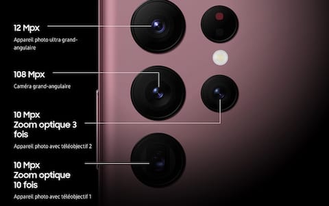 Las cuatro lentes en la parte posterior del S22 Ultra