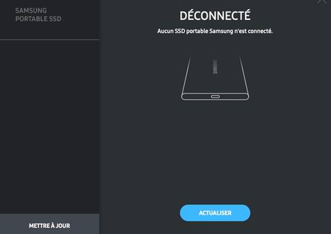 Non détecté par le logiciel de Samsung, mais reconnu par l'ordinateur