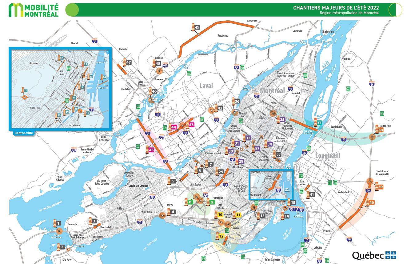 Plus de 50 chantiers majeurs cet été dans la région de Montréal | TVA