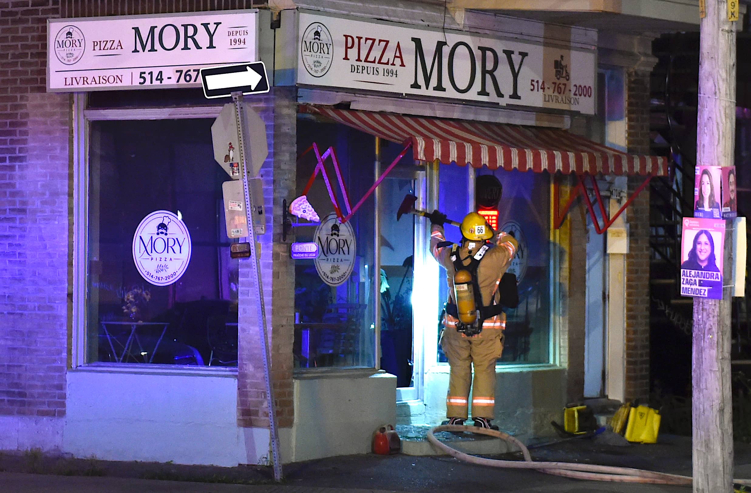 La pizzéria Pizza Mory, située sur la rue de Verdun, dans l’arrondissement de Verdun à Montréal, a été la cible d’un incendie d’origine criminelle, vers 2h30, le dimanche 20 septembre 2026.
PASCAL GIRARD/AGENCE QMI