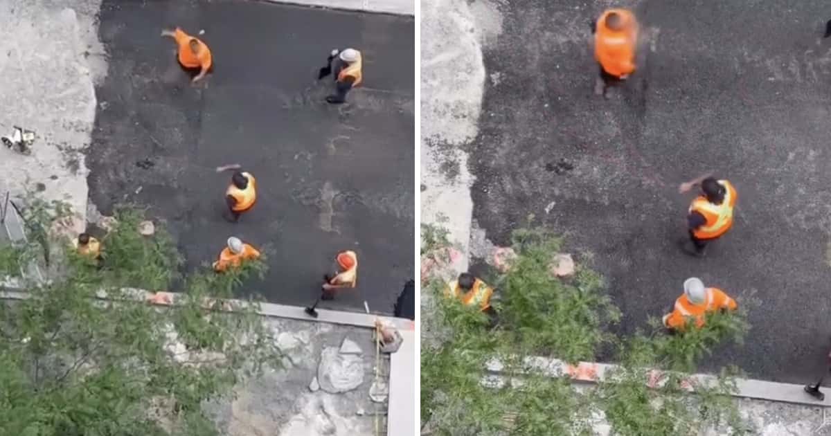 Les employ&eacute;s d&rsquo;un chantier de construction montr&eacute;alais sautent &agrave; la corde &agrave; danser