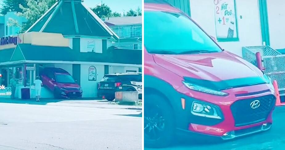Image principale de l'article Une voiture coincée dans le mur d'un restaurant