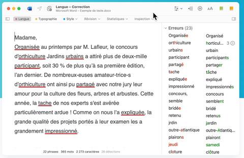 L'interface du correcteur