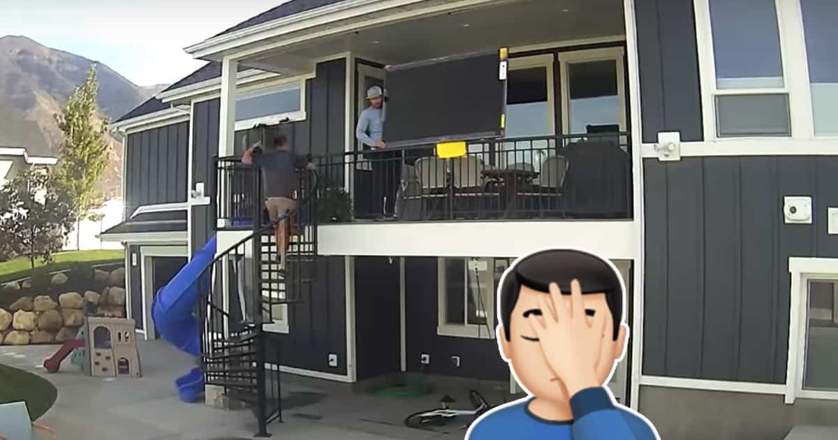 Il échappe une TV du 2e étage à cause de son fils
