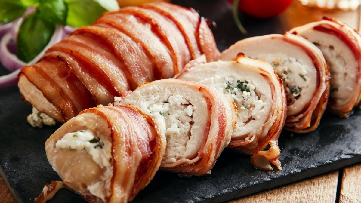 RECETTE Poitrine de poulet farcie, bacon