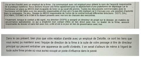 In the above statement of interest, Assistant Deputy Minister Jean Maitre explains that he contacted a friend of his former employer. Below is the response from the ethical officer of the Department of Health and Human Services. Jean Maitrey rejected our interview request.