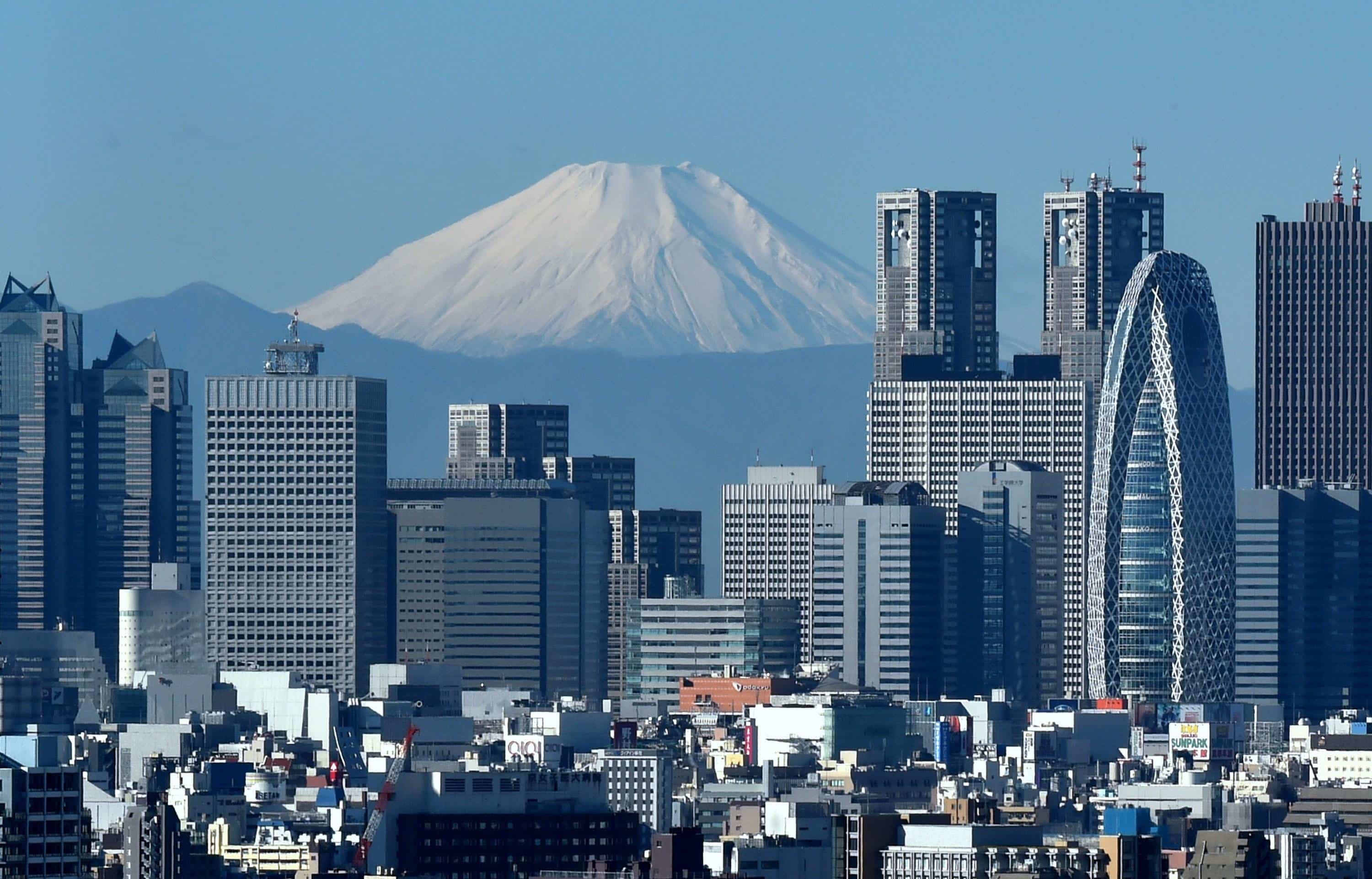 Vue de la ville de Tokyo avec, en arrière-plan, le mont Fuji