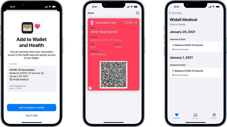 L'ajout de la preuve de vaccination dans l'application Santé, également accessible dans Wallet (l'appli Portefeuille)