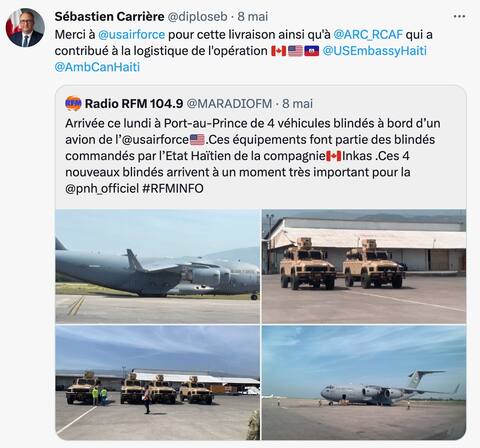 Blindés de la compagnie canadienne INKAS utilisés par la Police nationale d’Haïti (PNH)