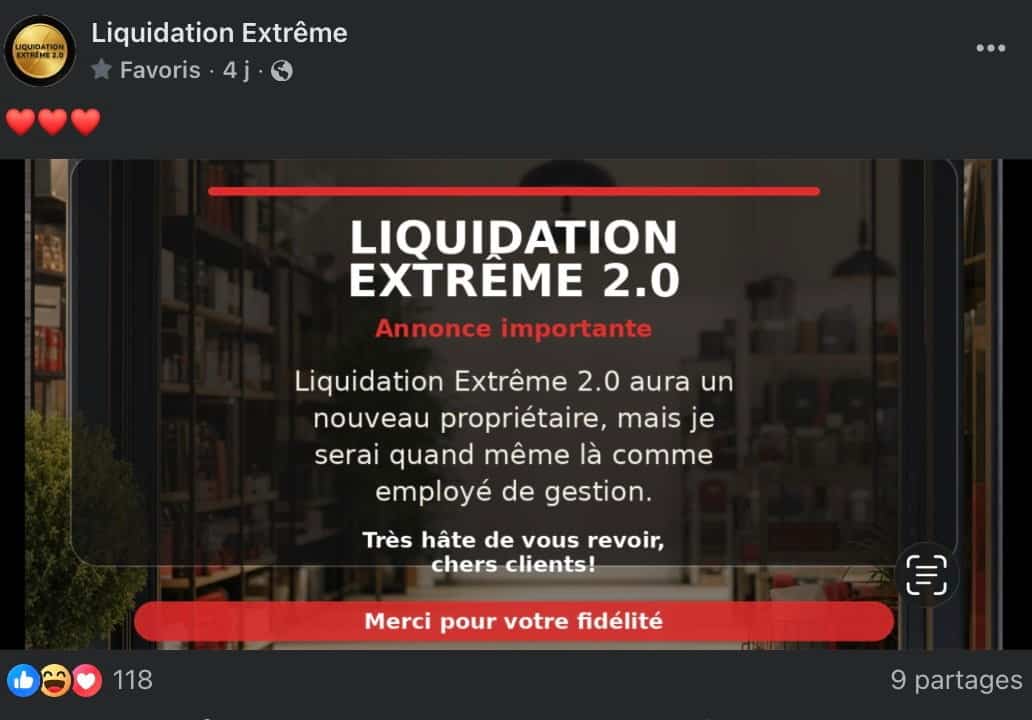 Le retour de Liquidation Extrême a été annoncé en grande pompe sur la page Facebook de l’organisation la semaine dernière.