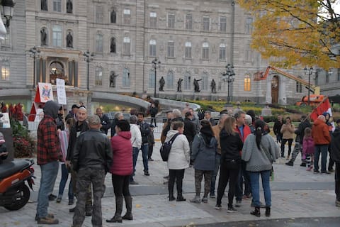 A hundred anti-mask demonstrators in front of the National Assembly