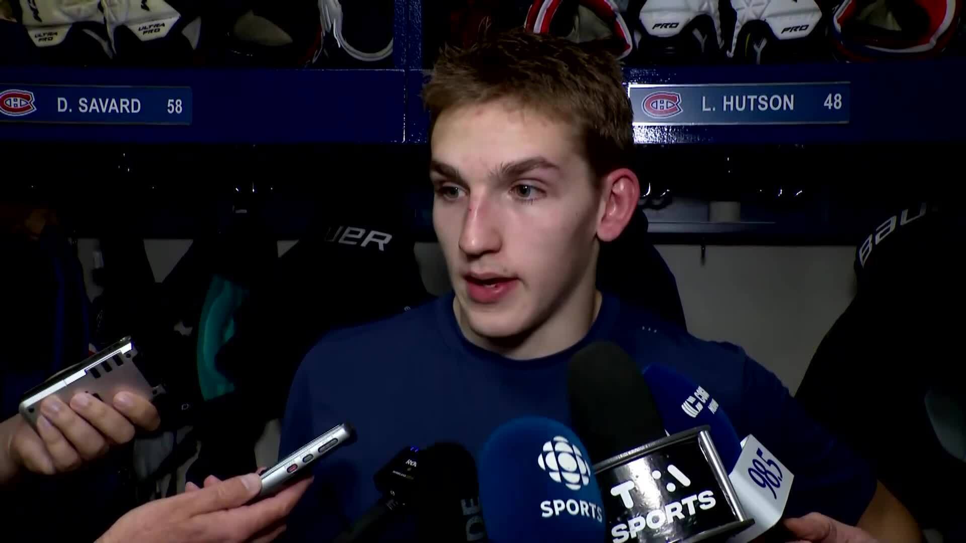 Lane Hutson croit que les probl&egrave;mes d&eacute;fensifs du CH &laquo;commencent avec moi&raquo;