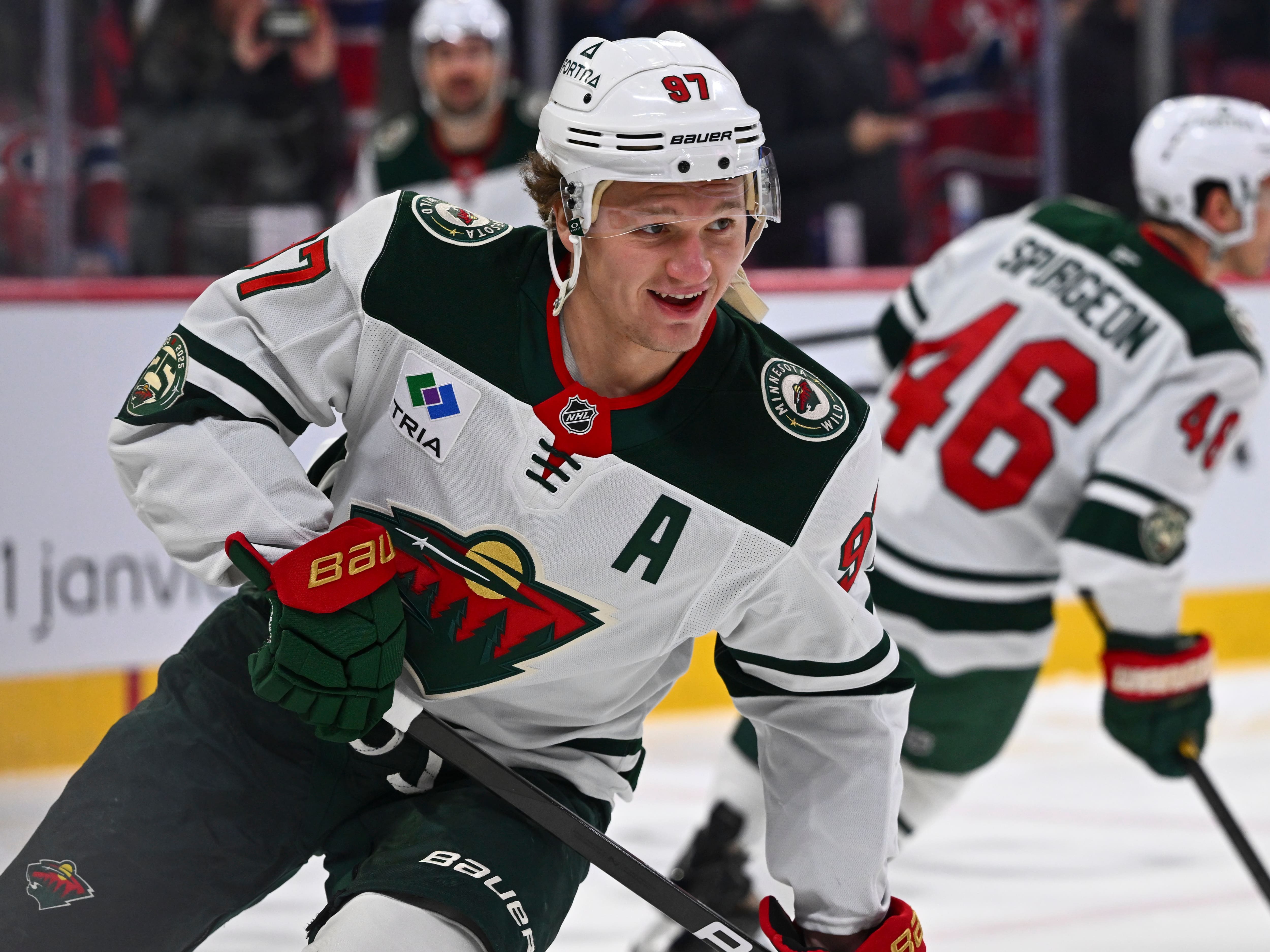 Kirill Kaprizov lors de la période d’échauffement précédant le match opposant le Wild du Minnesota au Canadien de Montréal, le 20 janvier au Centre Bell.
