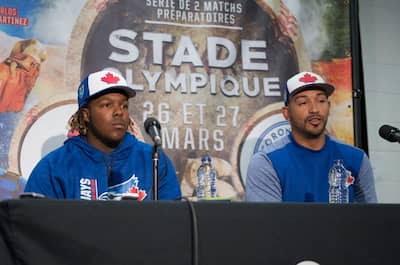 Vladimir Guerrero Jr. and Josue Peli were in Montreal for friendly matches in March 2018.