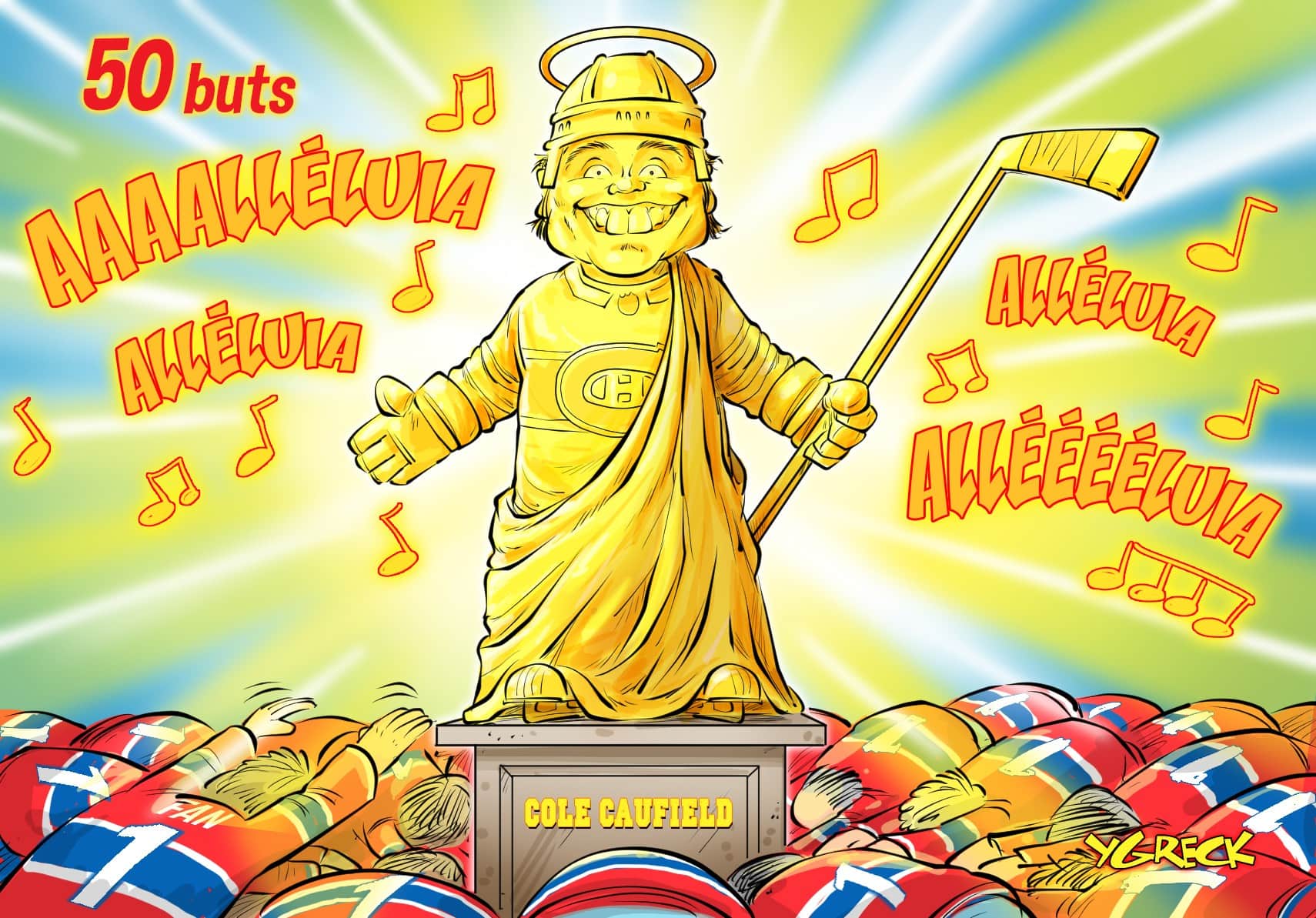 La caricature d’Ygreck en vidéo: 50e but de Cole Caufield