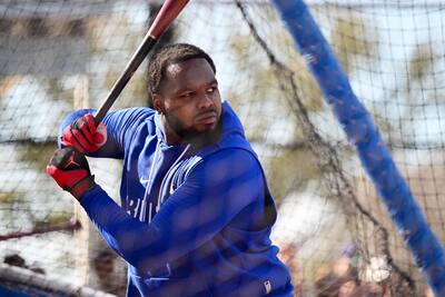 Vladimir Guerrero filho, no treinamento, em 18 de fevereiro de 2026, em Dunedin.