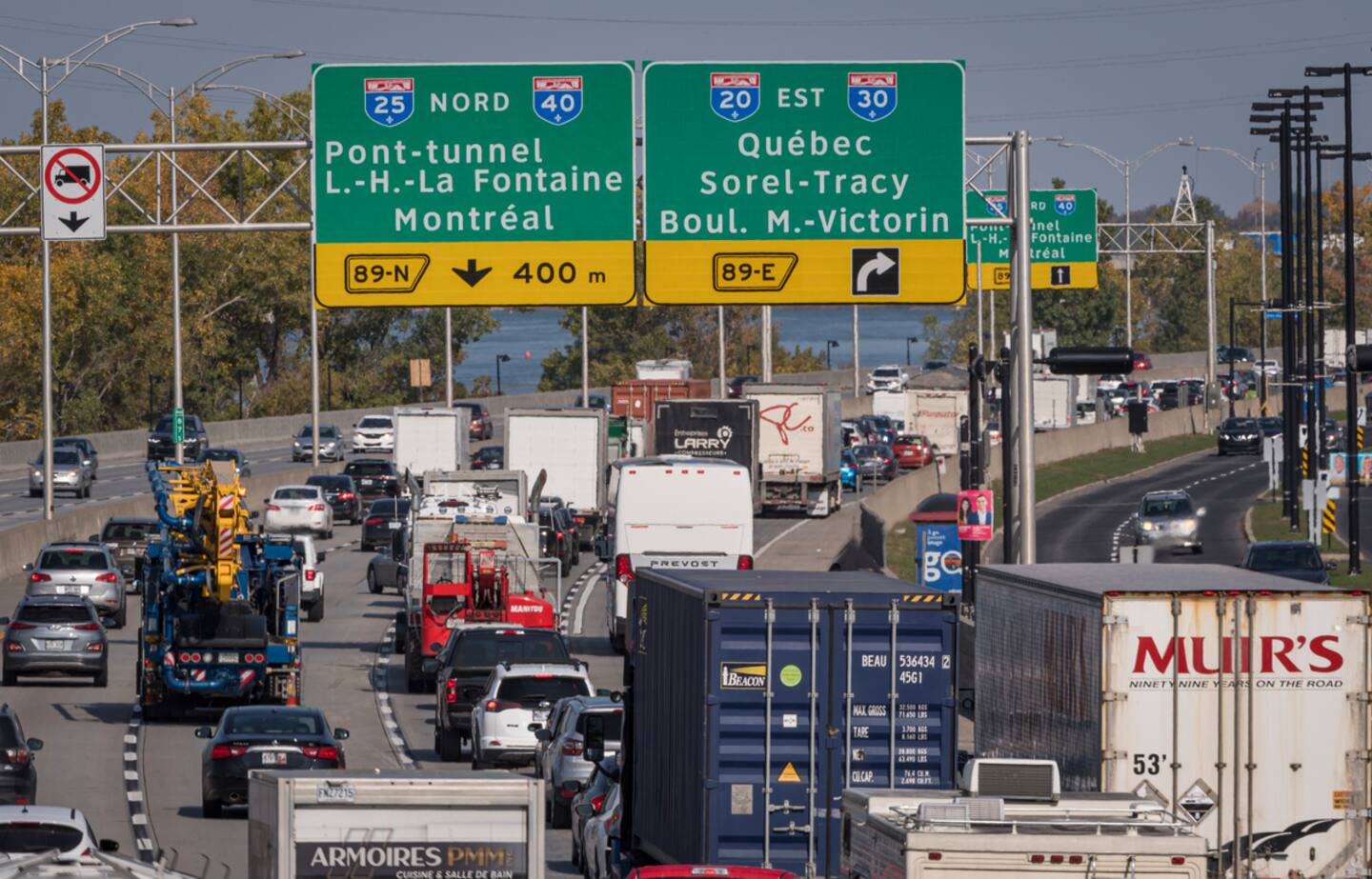 Le tunnel La Fontaine fermé vers Montréal durant le week-end