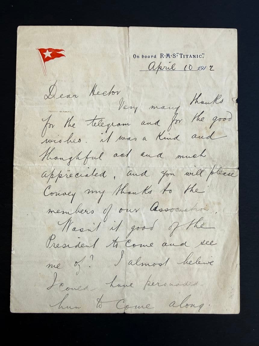 A letter written by a Titanic passenger recounts life on board before the disaster