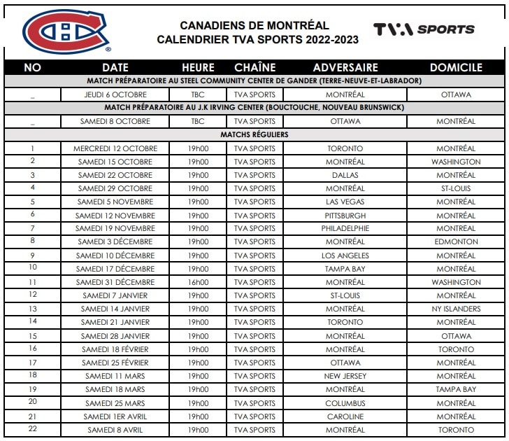 Le CH débutera la saison face aux Leafs - TVA Sports Le CH débutera la saison face aux Leafs - TVA Sports