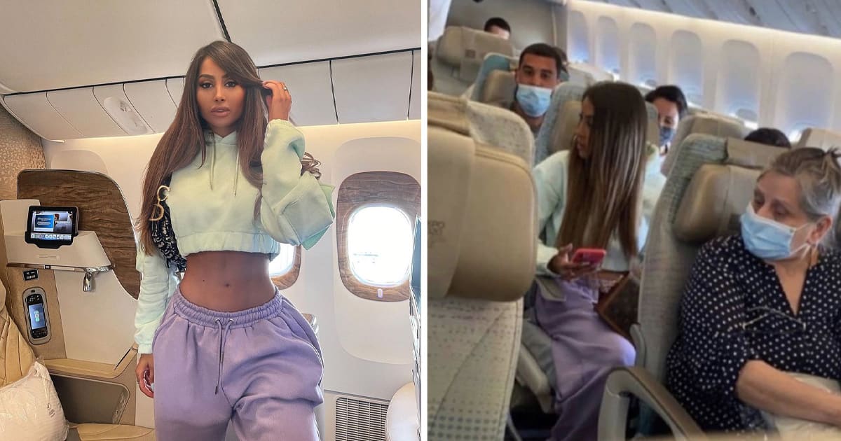 Photographiée en 1re classe, elle s'assoit en éco