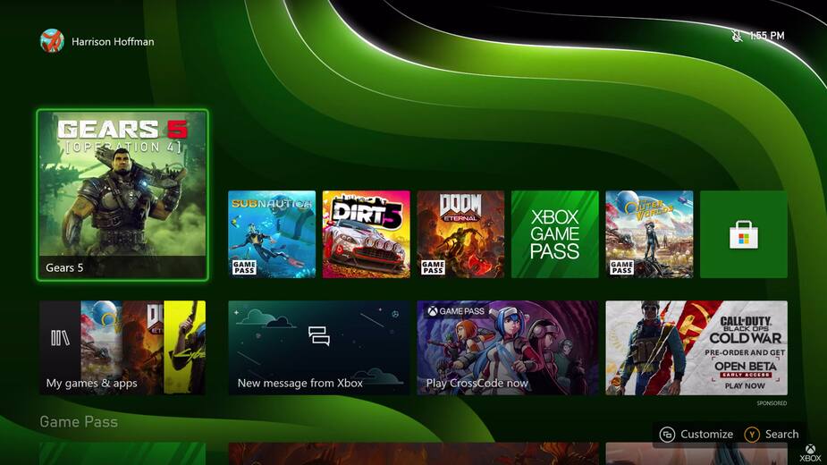 L'interface de la Xbox Series X/S
