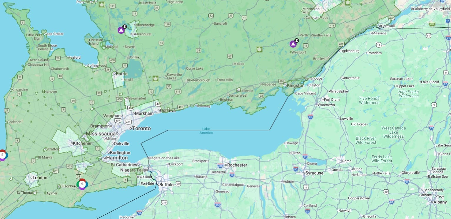 Des cartes de la SQDC, de la SAQ, d’Hydro One et de la LCBO en Ontario affichent le «lac Amérique»