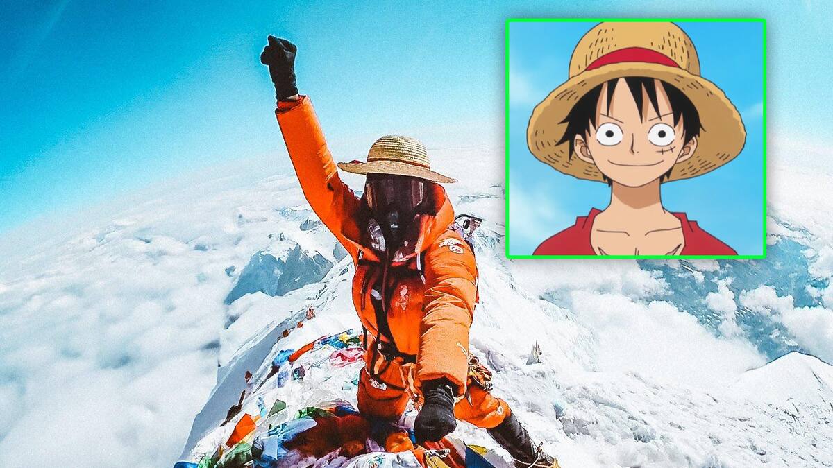 Inoxtag au sommet de l’Everest avec un chapeau de Luffy de One Piece ...