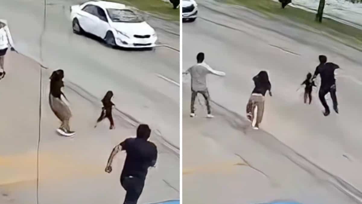 Un homme se jette au milieu de la rue pour sauver une fillette