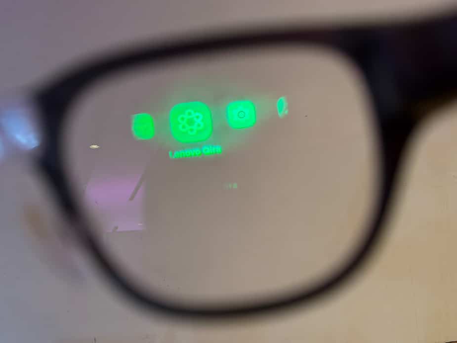 L’interface du prototype de lunettes intelligentes de Lenovo.